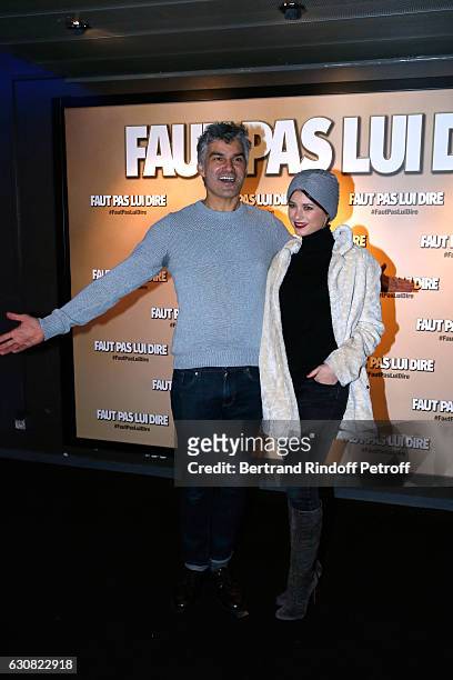 Actor Francois Vincentelli and his wife Alice Dufour attend the 'Faut pas lui dire' Paris Premiere at UGC Cine Cite Bercy on January 2, 2017 in...