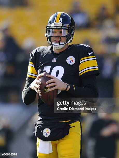 Quarterback Zach Mettenberger of the Pittsburgh Steelers drops back to pass prior to a game against the Cleveland Browns on January 1, 2017 at Heinz...