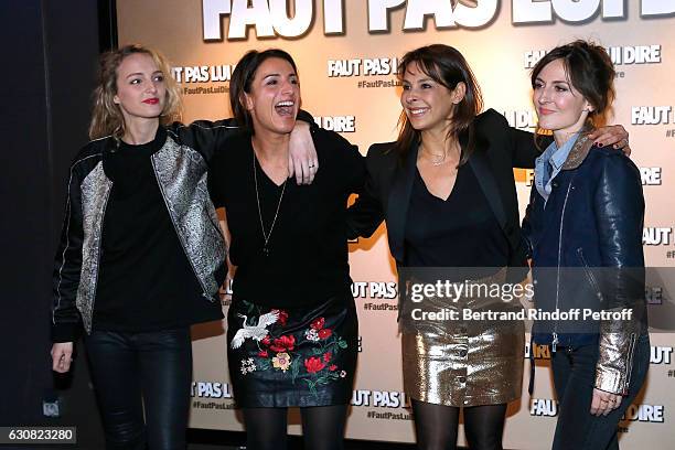 Actress Stephanie Crayencour, director Solange Cicurel, actors Tania Garbarski and Camille Chamoux attend the 'Faut pas lui dire' Paris Premiere at...