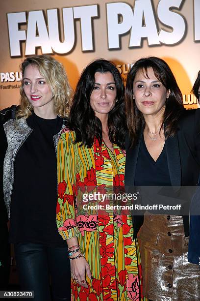 Actresses Stephanie Crayencour, Jenifer Bartoli and Tania Garbarski attend the 'Faut pas lui dire' Paris Premiere at UGC Cine Cite Bercy on January...