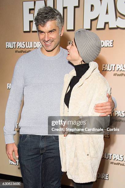 Vincent Vincentelli and Alice Dufour attend the 'Faut Pas Lui Dire' Premiere at UGC Cine Cite Bercy on January 2, 2017 in Paris, France.