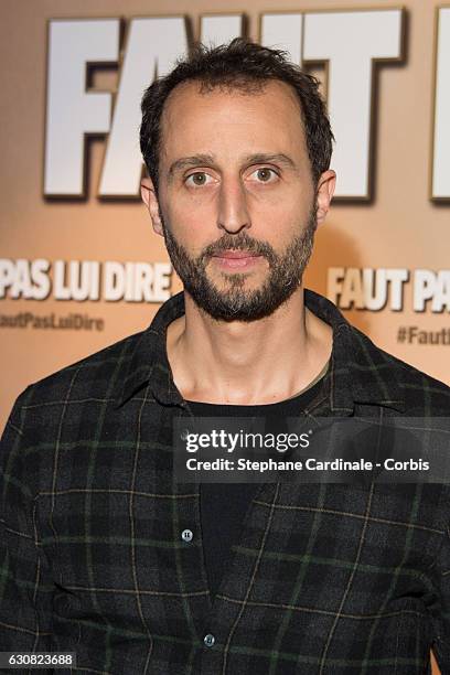 Actor Arie Elmaleh attends the 'Faut Pas Lui Dire' Premiere at UGC Cine Cite Bercy on January 2, 2017 in Paris, France.