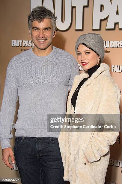 Vincent Vincentelli and Alice Dufour attend the 'Faut Pas Lui Dire' Premiere at UGC Cine Cite Bercy on January 2, 2017 in Paris, France.