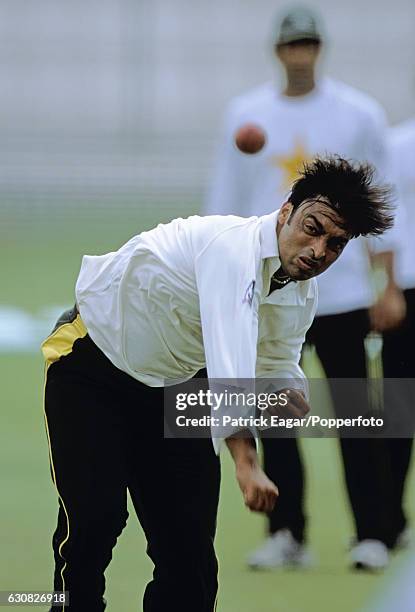 Shoaib Akhtar of Pakistan bowling in the nets during the tour of England circa May 2001.