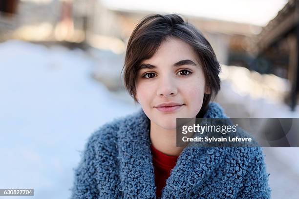 Actress Lena Magnien is photographed for Self Assignment on December 12, 2016 in Les Arcs, France