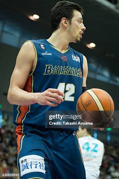 Jason Washburn of the Yokohama B-Corsairs in action during the B. League game between Yokohama B-Corsairs and Kyoto Hannaryz at Yokohama...