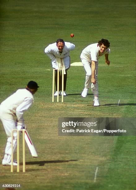 John Snow of Sussex bowls to Keith Fletcher of Essex during the Benson and Hedges Cup match between Sussex and Essex at the County Ground, Hove, 8th...