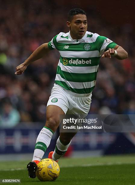 Emilio Izaguirre of Celtic controls the ball during the Rangers v Celtic Ladbrokes Scottish Premiership match at Ibrox Stadium on December 31, 2016...