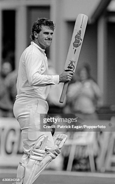 Mark Taylor of Australia walks off after scoring 219 runs in the first innings of the 5th Test match between England and Australia at Trent Bridge,...