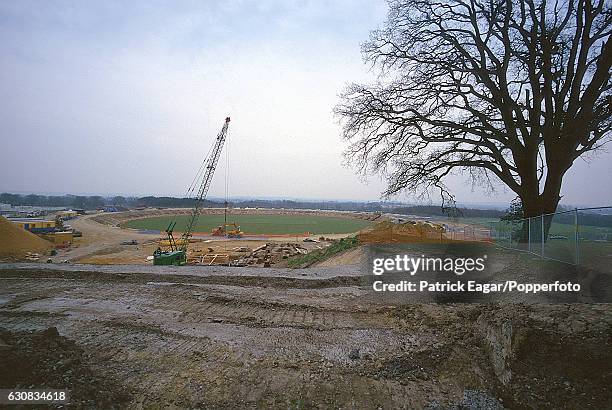 General view of pavilion under construction at Hampshire's new cricket ground, The Rose Bowl, Southampton, 28th March 2000.