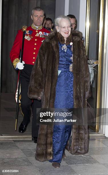 Queen Margrethe of Denmark attends a New Year's Levee held for Diplomats at Christiansborg Palace on January 3, 2017 in Copenhagen, Denmark.