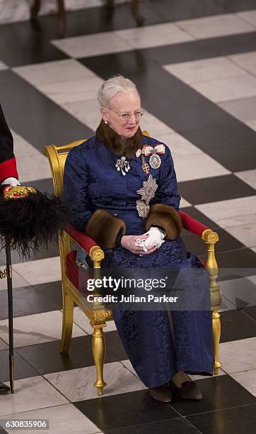 Queen Margrethe of Denmark attends a New Year's Levee held for Diplomats at Christiansborg Palace on January 3, 2017 in Copenhagen, Denmark.