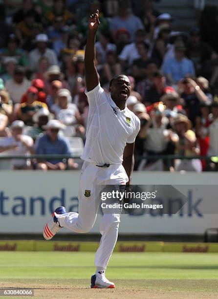 Kagiso Rabada of South Africa during day 2 of the 2nd test between South Africa and Sri Lanka at PPC Newlands on January 03, 2107 in Cape Town, South...