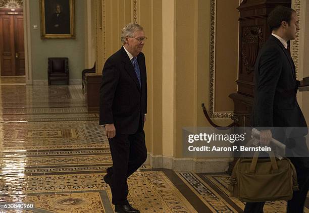 Senate Majority Leader Mitch McConnell arrives at the U.S. Capitol January 3, 2017 in Washington, DC. Today marks the first day of the 115th Congress.