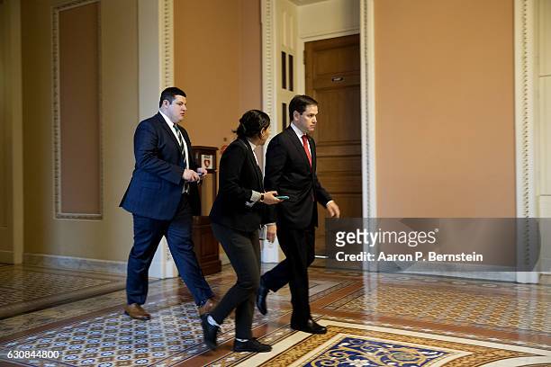 Sen. Marco Rubio arrives at the U.S. Capitol January 3, 2017 in Washington, DC. Today marks the first day of the 115th Congress.