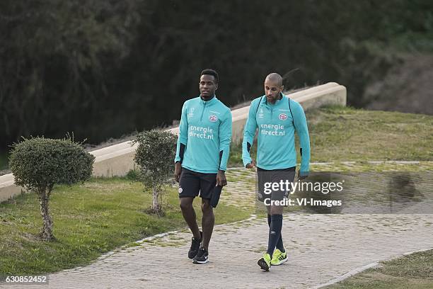 Florian Jozefzoon of PSV, Simon Poulsen of PSVduring the training camp of PSV Eindhoven on January 3, 2017 at Cadiz, Spain.