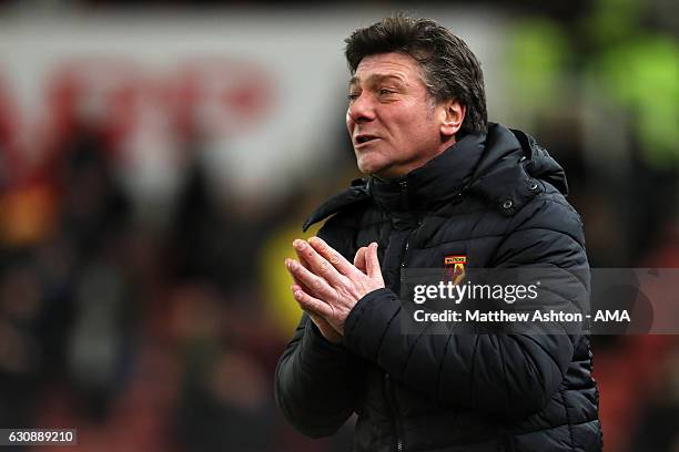 Walter Mazzarri manager of Watford during the Premier League match between Stoke City and Watford at Bet365 Stadium on January 3, 2017 in Stoke on...