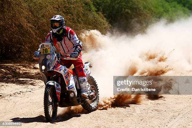 Ivan Jakes of Slovakia and KTM Jakes Dakar Team rides a 450 Rally Replica KTM bike in the Elite ASO during stage two of the 2017 Dakar Rally between...