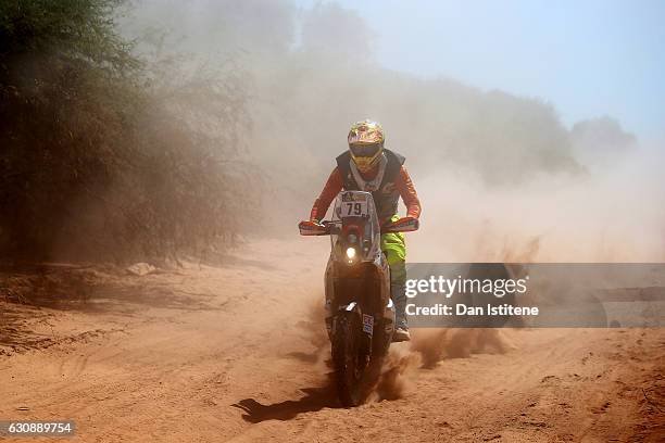 Todd Smith of Australia and KTM rides a 450 RR KTM bike in the Classe 2.1 : Super Production during stage two of the 2017 Dakar Rally between...