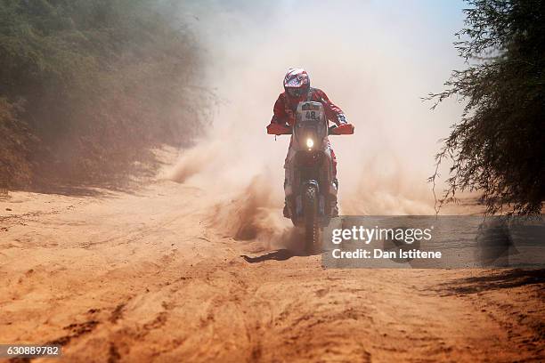 Jose Ignacio Cornejo Florimo of Chile and KTM XRaids rides a 450 Rally Replica KTM bike in the Classe 2.1 : Super Production during stage two of the...