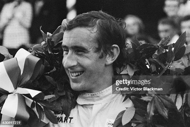 Scottish racing driver Jackie Stewart after winning the Monaco Grand Prix in a BRM P261, Monte Carlo, 22nd May 1966.
