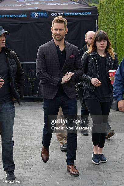 Nick Viall visits "Extra" at Universal Studios Hollywood on January 3, 2017 in Universal City, California.