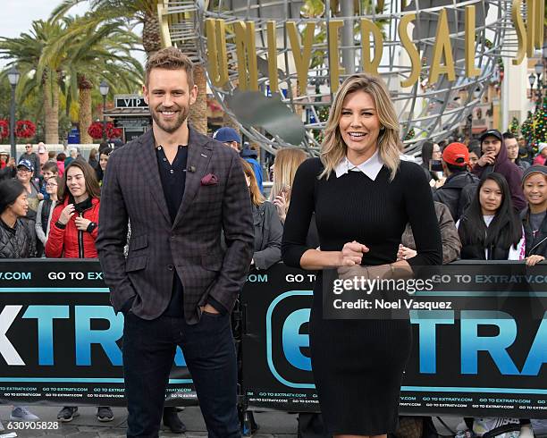 Nick Viall and Charissa Thompson visit "Extra" at Universal Studios Hollywood on January 3, 2017 in Universal City, California.