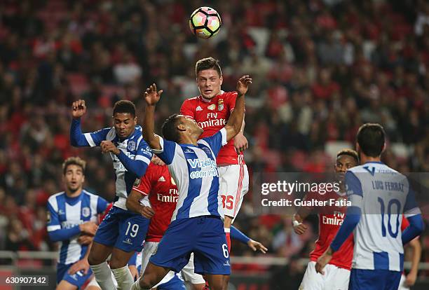 Benfica's forward from Serbia Luka Jovic in action during the Primeira Liga match between SL Benfica and FC Vizela at Estadio da Luz on January 3,...