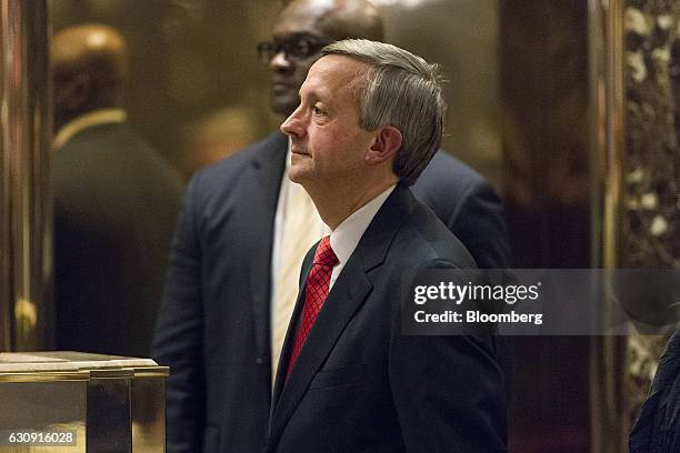 Pastor Robert Jeffress arrives in the lobby of Trump Tower in New York, U.S., on Tuesday, Jan. 3, 2016. President-elect Donald Trump threatened to...