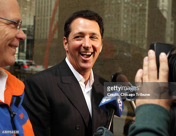 Kevin Trudeau, center, leaves the Dirksen U.S. Courthouse in Chicago on Oct. 16, 2013. The TV pitchman was found guilty on Tuesday, Nov. 12, 2013 of...