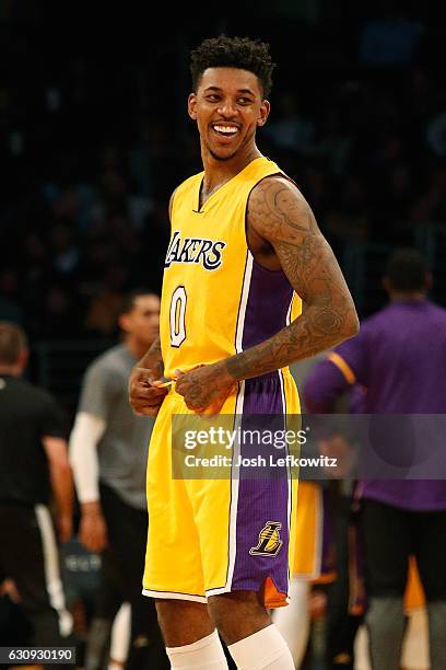 Nick Young of the Los Angeles Lakers scores 20 points during the game against the Memphis Grizzlies at the Staples Center on January 3, 2017 in Los...