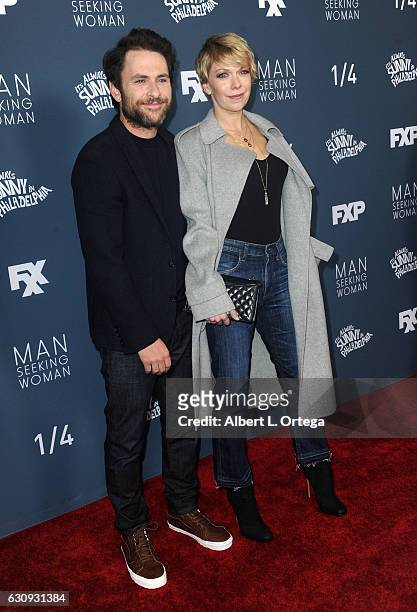 Actor Charlie Day and wife/actress Mary Elizabeth Ellis arrive for the Premiere Of FXX's "It's Always Sunny In Philadelphia" Season 12 And "Man...