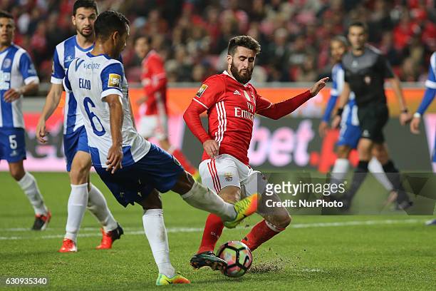 Vizelas defender Elizio from Brazil and Benficas forward Rafa Silva from Portugal during the Portuguese Cup 2016/17 match between SL Benfica v FC...