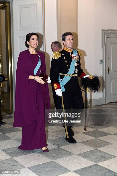 Crown Prince Frederik and Crown Princess Mary arrive to the New Year's reception at Christiansborg - the parliament building - which Queen Margrethe...