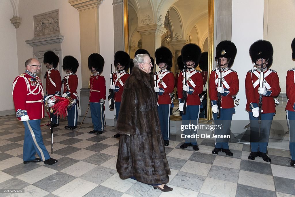 Danish Queen Margrethe Holds New Year's Reception For High Ranking Military Personel and Civil Defense