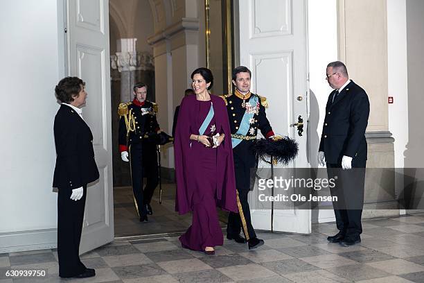 Crown Prince Frederik and Crown Princess Mary arrive to the New Year's reception at Christiansborg - the parliament building - which Queen Margrethe...