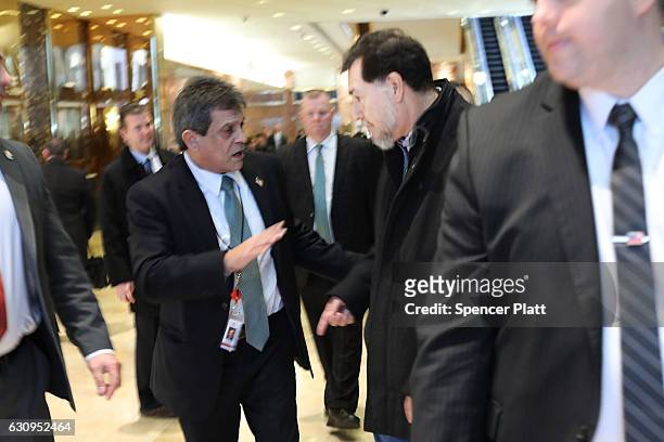 Mexican politician Fernandez Norona is led away by security at Trump Tower on January 4, 2017 in New York City. President-Elect Donald Trump...