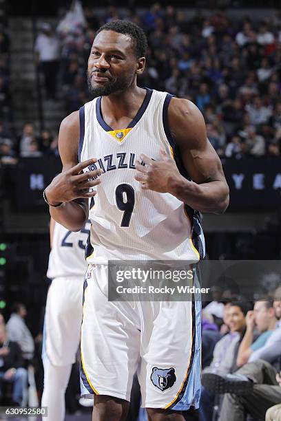 Tony Allen of the Memphis Grizzlies looks on during the game against the Sacramento Kings on December 31, 2016 at Golden 1 Center in Sacramento,...