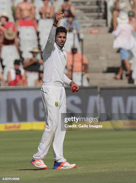 Keshav Maharaj of South Africa during day 3 of the 2nd test between South Africa and Sri Lanka at PPC Newlands on January 04, 2107 in Cape Town,...