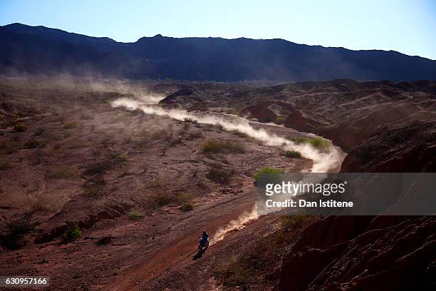 Gerard Farres Guell of Spain and KTM Himoinsa rides a 450 Rally KTM bike in the Elite ASO during stage three of the 2017 Dakar Rally between San...