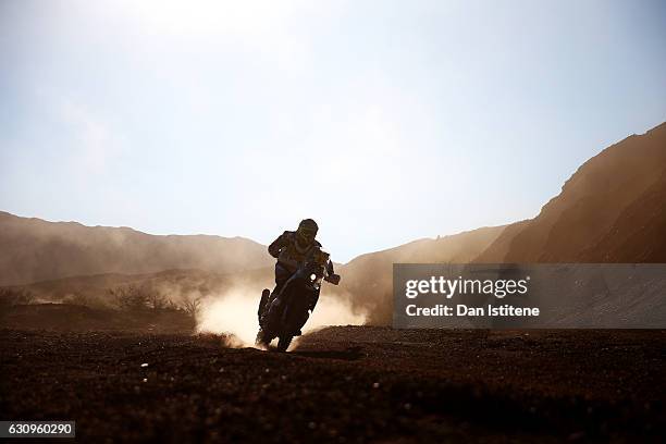 Pablo Quintanilla of Chile and Husqvarna Rally Racing Team rides a FR 450 Rally Husqvarna bike in the Elite ASO during stage three of the 2017 Dakar...