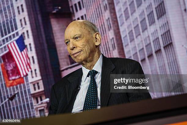 Byron Wien, vice chairman of advisory services for The Blackstone Group LP, listens during a Bloomberg Television interview in New York, U.S., on...