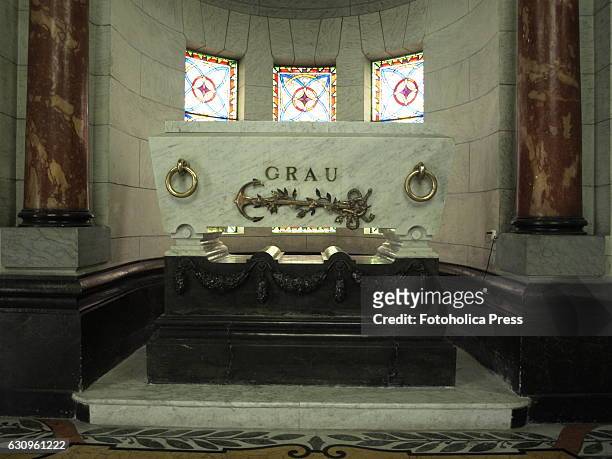 Catafalque of Admiral Miguel Grau Seminario, in the crypt of the heroes, at the cemetery Presbitero Matias Maestro. Inaugurated on 1808, with over...