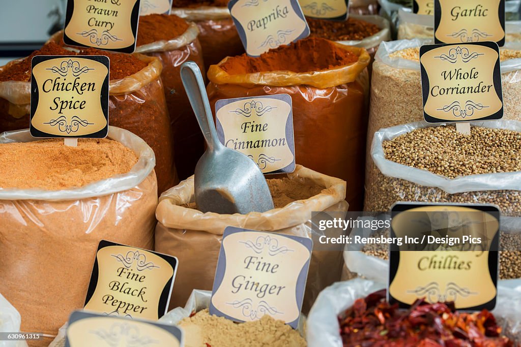 Various spices for sale at the market