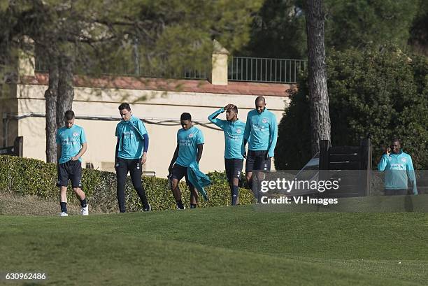 Bart Ramselaar of PSV, goalkeeper Luuk Koopmans of PSV, Steven Bergwijn of PSV, Joshua Brenet of PSV, Simon Poulsen of PSV, Jetro Willems of...