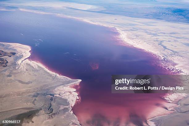 great salt lake viewed from a commercial flight - great salt lake stock pictures, royalty-free photos & images