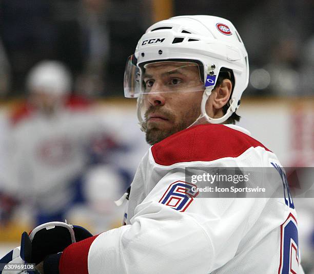 Montreal Canadiens defenseman Shea Weber is shown prior to the NHL game between the Nashville Predators and the Montreal Canadiens, held on January 3...