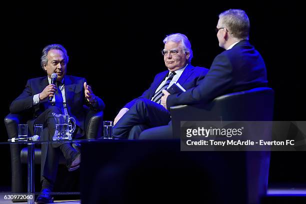 Farhad Moshiri and Bill Kenwright in conversation during the Everton Annual General Meeting on January 4, 2017 in Liverpool, England.