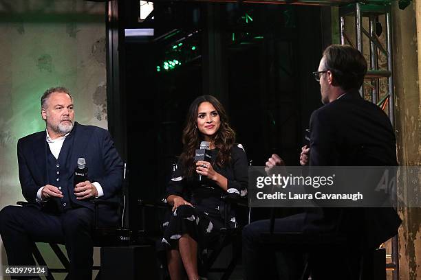 Vincent D'Onofrio and Adria Arjona attend Build Presents to discuss "Emerald City" at AOL HQ on January 4, 2017 in New York City.
