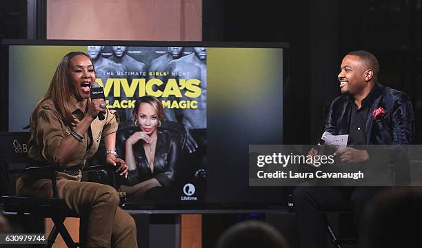Vivica A. Fox and Brennan Williams attend Build Presents to discuss "Vivica's Black Magic" at AOL HQ on January 4, 2017 in New York City.
